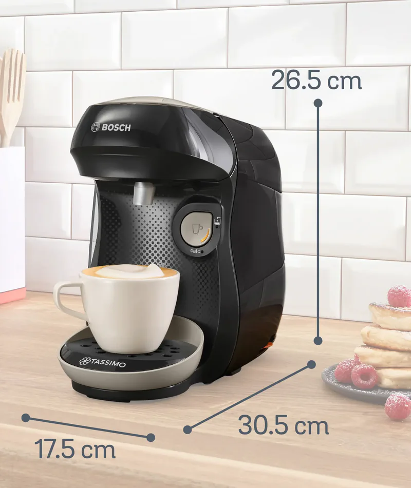 Bosch TASSIMO HAPPY Friendly TAS109E noire et crème vue de trois quarts