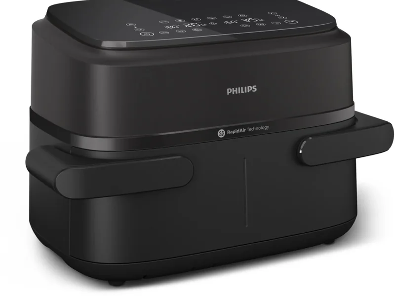 Philips Airfryer Série 1000 NA154/00 fermé, vu de trois quarts