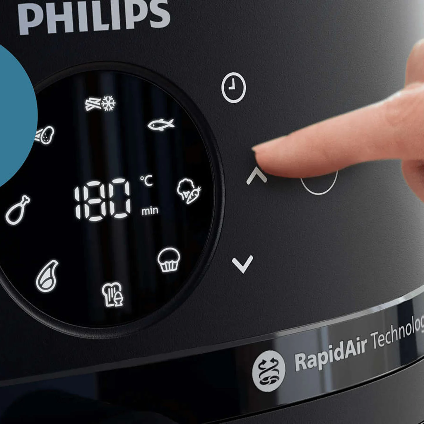 Écran tactile du Philips Airfryer Série 2000 avec les neuf présélections