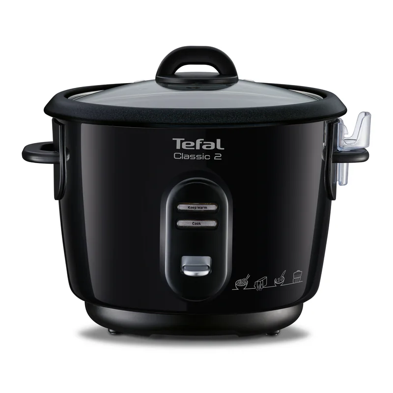 Tefal Classic 2 RK102811 noir avec couvercle en verre, vu de face